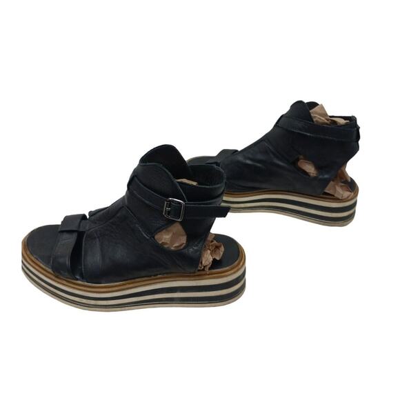 CW Chewing Gladiator Leather Sandal Womens Size 9 WIDE Black Goth PUNK Lagenlook - Picture 7 of 16